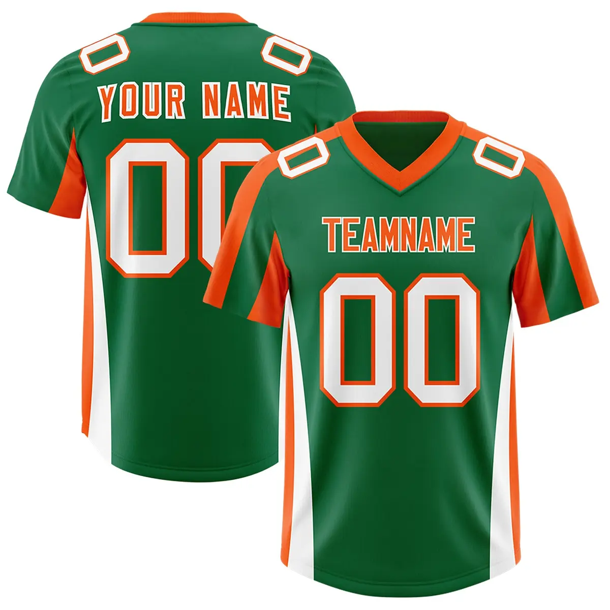 Kelly Green Orange Side Stripe Authentic Football Jersey