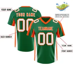 Kelly Green Orange Side Stripe Authentic Football Jersey 2