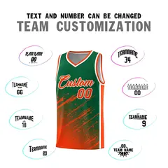 Kelly Green Orange Splash Basketball Kits with Tackle Twill 4