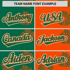 Kelly Green Orange Split Flower Graffiti Baseball Jersey 3