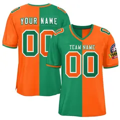 Kelly Green Orange Split Two Tone Authentic Football Jersey