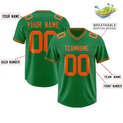 Kelly Green Orange Square Neckline Football Jersey 2