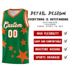 Kelly Green Orange Star Graffiti Basketball Jersey Sets 2