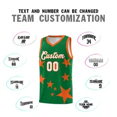 Kelly Green Orange Star Graffiti Basketball Jersey Sets 4