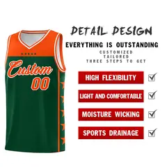 Kelly Green Orange Star Pattern Basketball Jersey 2