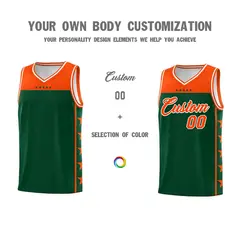 Kelly Green Orange Star Pattern Basketball Jersey 3