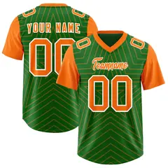 Kelly Green Orange Star Pattern Raglan Football Jersey 1