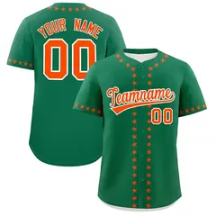 Kelly Green Orange Star Ribbing Authentic Baseball Jersey 1