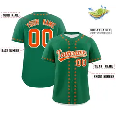 Kelly Green Orange Star Ribbing Authentic Baseball Jersey 2
