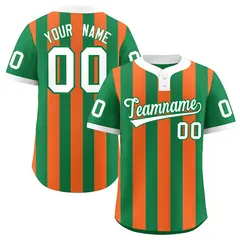 Kelly Green Orange Stripe Two-Button Softball Jersey 1