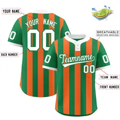 Kelly Green Orange Stripe Two-Button Softball Jersey 2