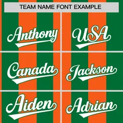 Kelly Green Orange Stripe Two-Button Softball Jersey 3
