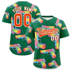 Kelly Green Orange Sugar-Coated Firepower Graffiti Baseball Jersey 1