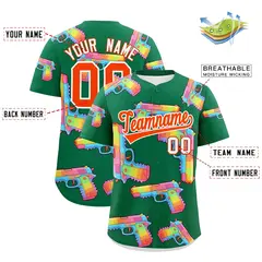 Kelly Green Orange Sugar-Coated Firepower Graffiti Baseball Jersey 2