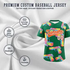 Kelly Green Orange Sugar-Coated Firepower Graffiti Baseball Jersey 3