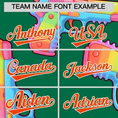 Kelly Green Orange Sugar-Coated Firepower Graffiti Baseball Jersey 5