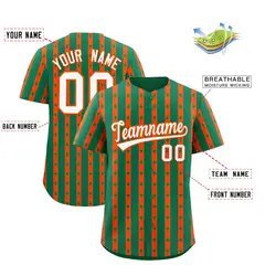 Kelly Green Orange Thick Stripe Star Pattern Baseball Jersey 2