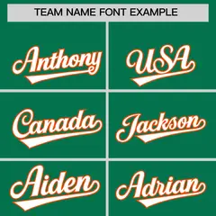 Kelly Green Orange Thick Stripe Star Pattern Baseball Jersey 3
