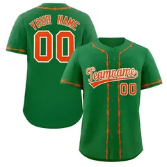 Kelly Green Orange Thorns Ribbed Baseball Jersey 1