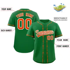Kelly Green Orange Thorns Ribbed Baseball Jersey 2