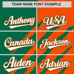 Kelly Green Orange Tiger Claw Scratch Split Baseball Jersey 3