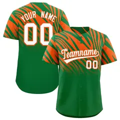 Kelly Green Orange Tiger Stripe Gradient Baseball Jersey 1