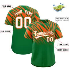 Kelly Green Orange Tiger Stripe Gradient Baseball Jersey 2