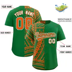 Kelly Green Orange Tribal Split Baseball Jersey 2