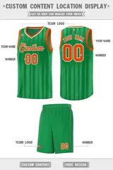 Kelly Green Orange Vertical Stripe Basketball Jersey 2