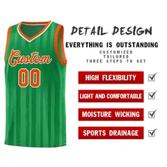 Kelly Green Orange Vertical Stripe Basketball Jersey 4