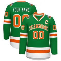 Kelly Green Orange-White Classic Hockey Jersey