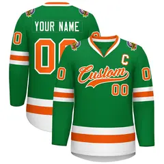 Kelly Green Orange-White Classic Hockey Jersey 1