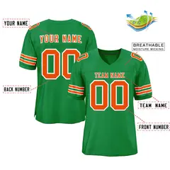 Kelly Green Orange-White Classic Style Football Jersey 2