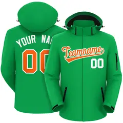 Kelly Green Orange-White Classic Style Waterproof Jacket
