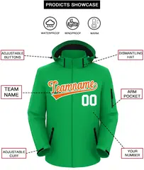 Kelly Green Orange-White Classic Style Waterproof Jacket 2