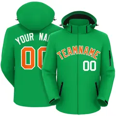 Kelly Green Orange-White Classic Style Waterproof Jacket