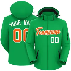Kelly Green Orange-White Classic Style Waterproof Jacket