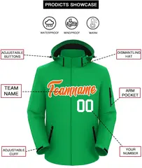 Kelly Green Orange-White Classic Style Waterproof Jacket 2