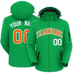 Kelly Green Orange-White Classic Style Waterproof Jacket 1