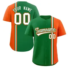 Kelly Green Orange White Color Block Baseball Jersey 1