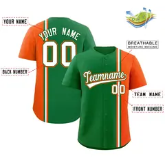 Kelly Green Orange White Color Block Baseball Jersey 2