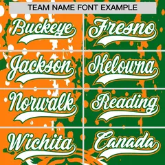 Kelly Green Orange White Full-Snap Tiger Graffiti Baseball Jersey 6