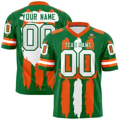 Kelly Green Orange White Graffiti Pattern Flag Football Jersey 1