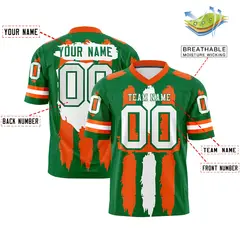 Kelly Green Orange White Graffiti Pattern Flag Football Jersey 2