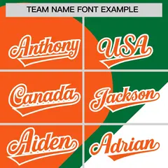 Kelly Green Orange-White Half Heart Color Block Baseball Jersey 3