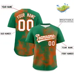 Kelly Green Orange White Skeleton Graffiti Baseball Jersey 2