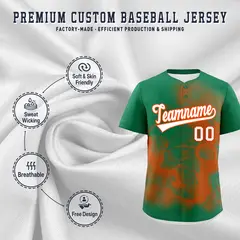 Kelly Green Orange White Skeleton Graffiti Baseball Jersey 4