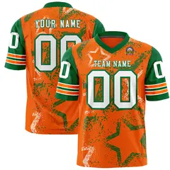 Kelly Green Orange White Star Pattern Football Jersey 1