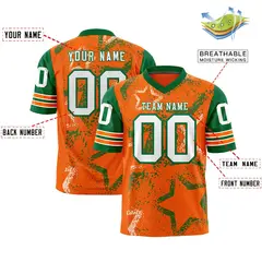 Kelly Green Orange White Star Pattern Football Jersey 2