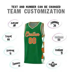 Kelly Green Orange-White Triangle Splicing Basketball Jersey 3